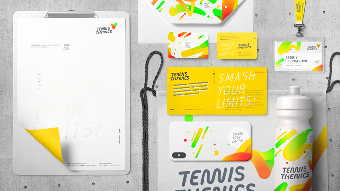 Visualization of the branding items for Tennisthenics